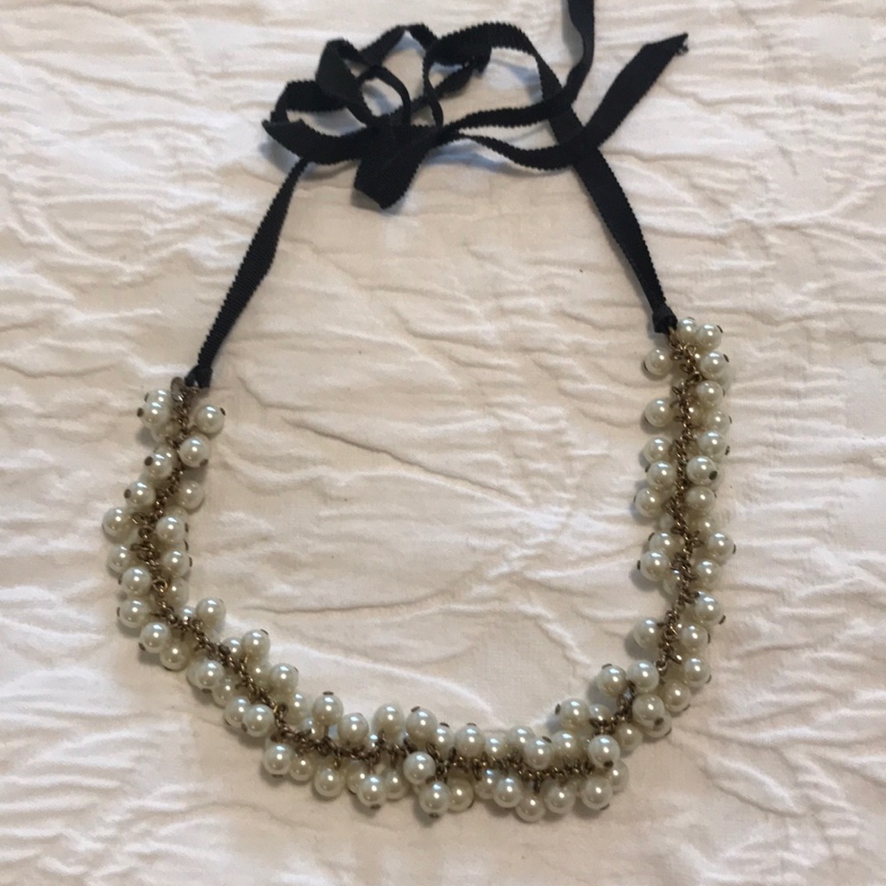 Jcrew pearl necklace with ribbon